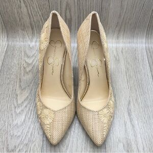 Jessica Simpson Floral Textured Tan Heels